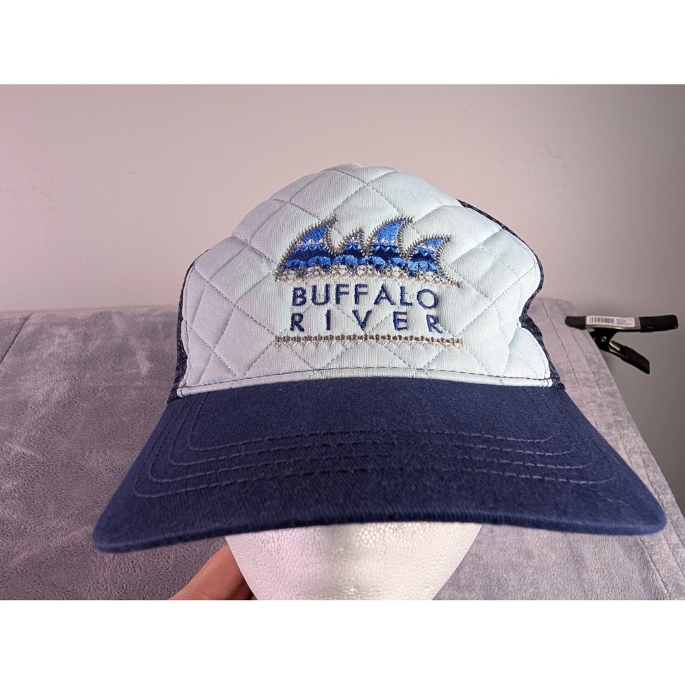 Buffalo River Quilted Trucker Hat Navy Blue Light Blue Mesh Snapback Cap 7516K